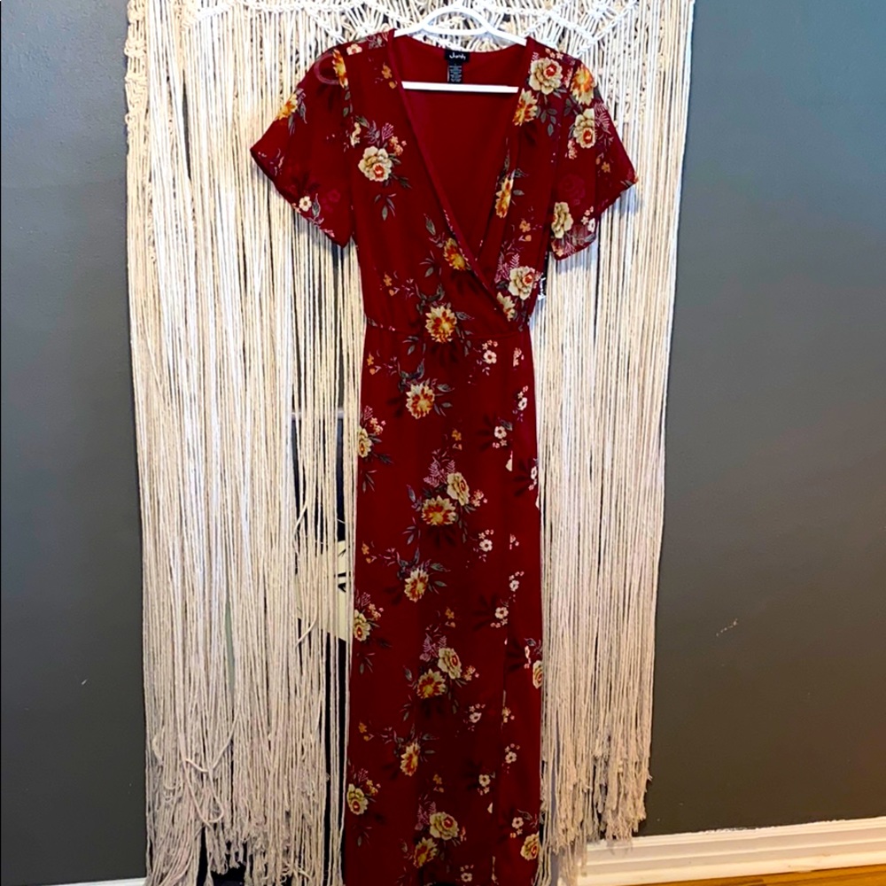 Maroon floral dress